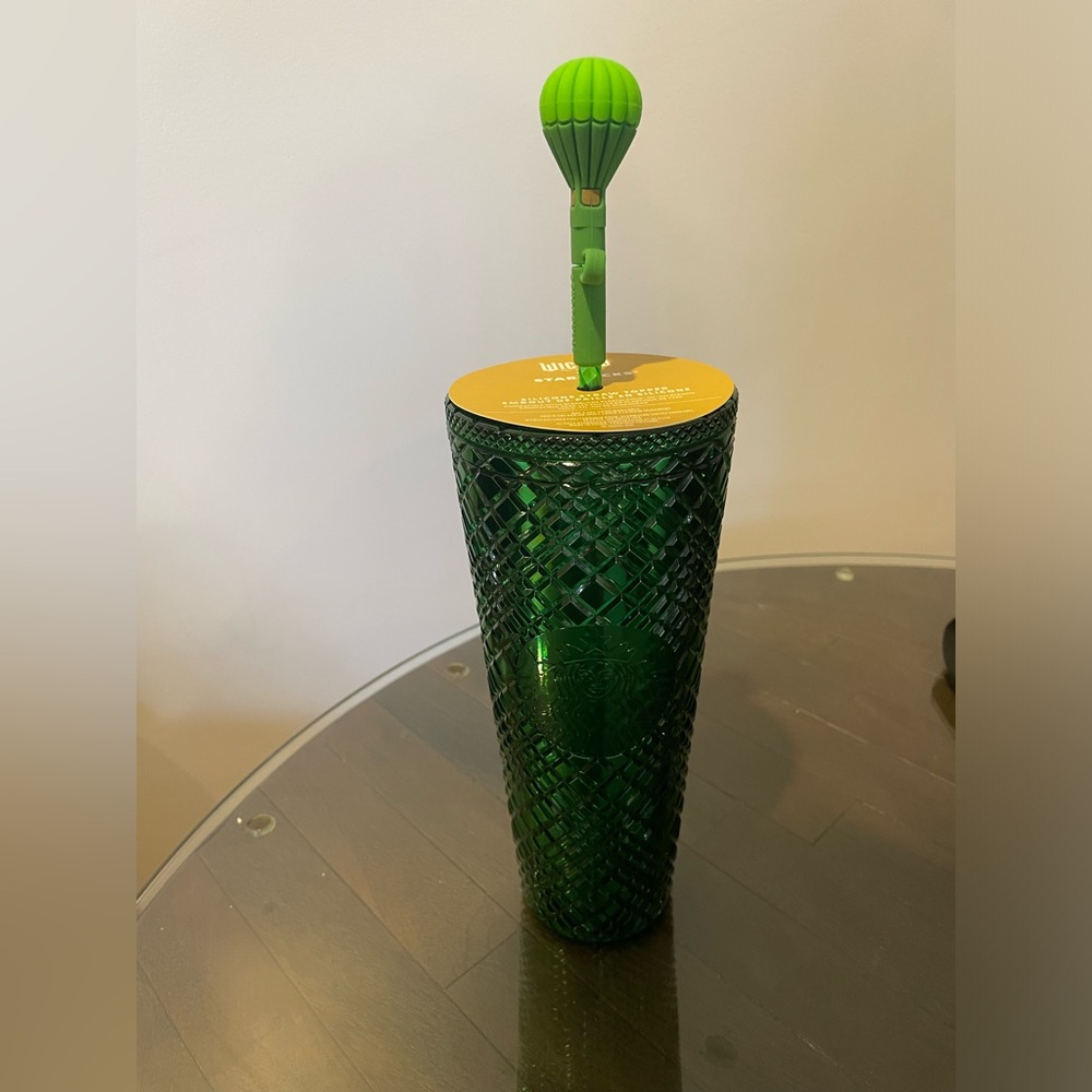 Starbucks Green Textured Tumbler with Hot Air Balloon Straw
